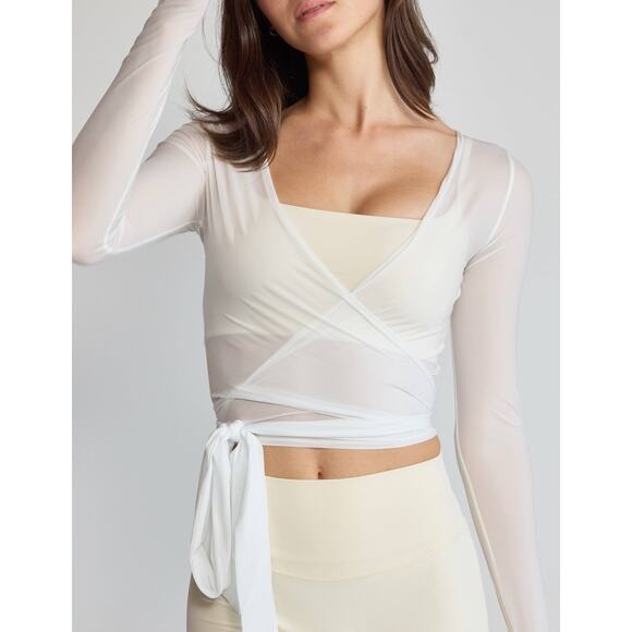 LUCKY HONEY Tops - NWT white Lucky Honey The Ballet Mesh Wrap - Small